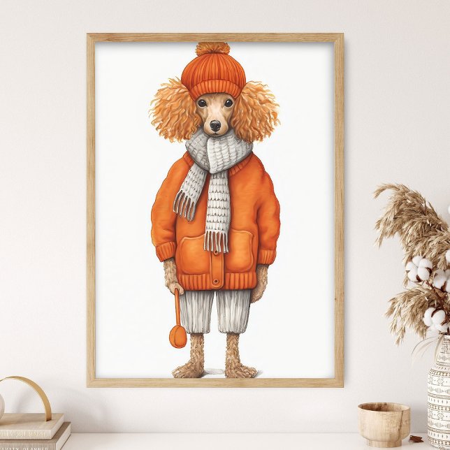 Fashion Poodle Dog Print, Funny Dog Decor, Orange  Poster (Von Creator hochgeladen)