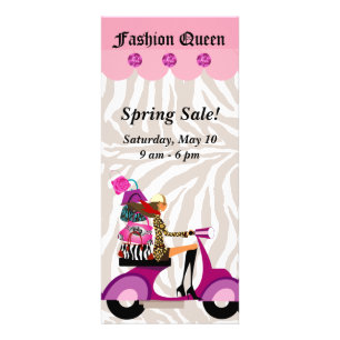 Fashion Rack Card Scooter Frau Purses Zebra Werbekarte