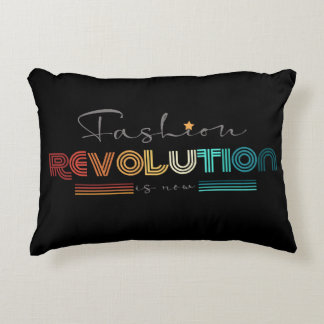 Fashion Revolution Retro-Typografisches Schwarz-Ac Dekokissen
