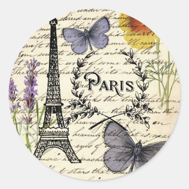Fashion Salon SPA french eiffel tower Paris Runder Aufkleber (Vorderseite)