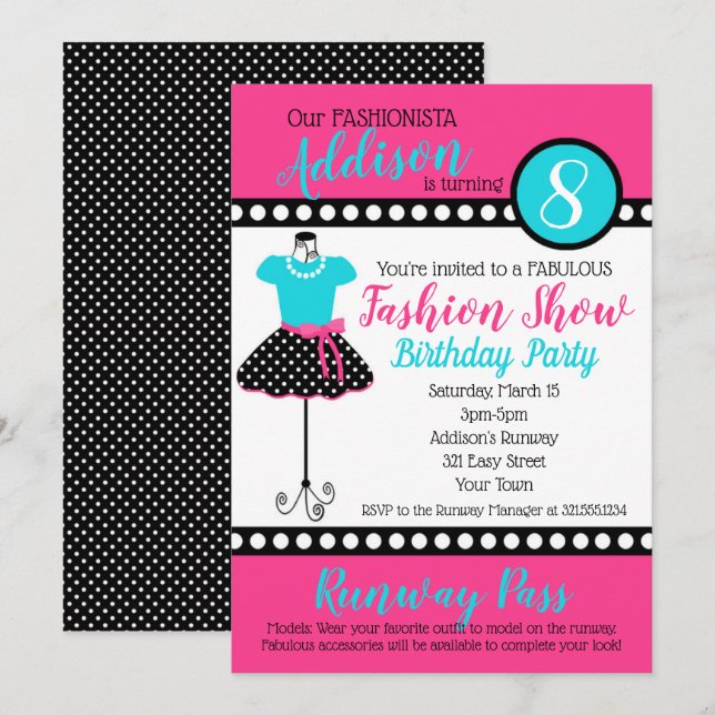 Fashion Show Anniversaire Invitation (Devant / Derrière)