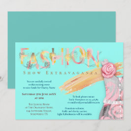 Fashion Show Event Künstlerisch Typografie Aquamar Einladung