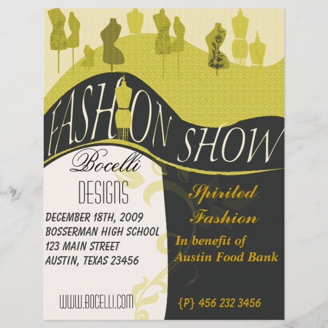 Fashion Show Style Designer Einladung Flyer (Vorne)