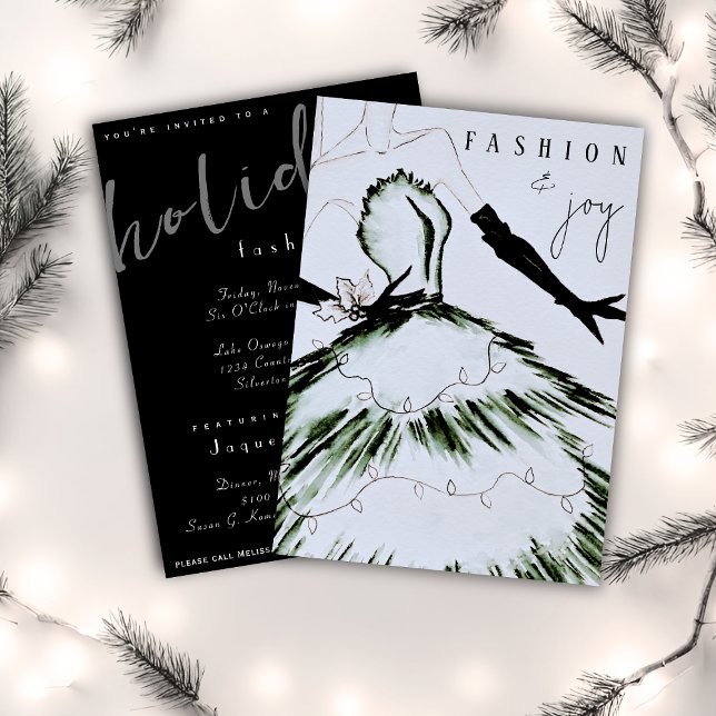 Fashion Show Watercolor Vogue Holiday Einladung (Von Creator hochgeladen)