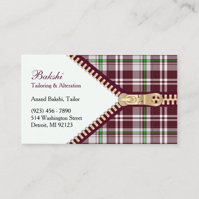 Fashion Tailoring Business Card Visitenkarte (Vorderseite)