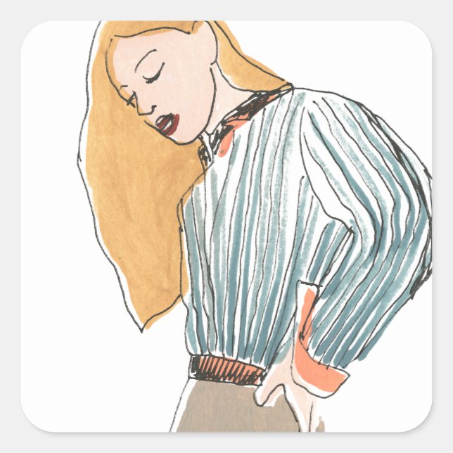 Fashion Vignette Quadratischer Aufkleber (Vorderseite)