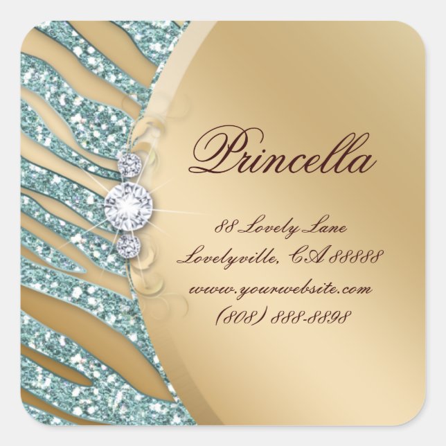 Fashion Zebra Sticker Juwelier Sparkle Pink Gold S (Vorderseite)
