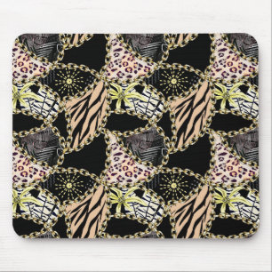 Fashionable, abstract, chains, tiger skin. mousepad