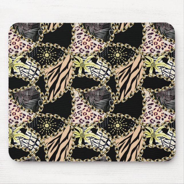 Fashionable, abstract, chains, tiger skin. mousepad (Vorne)