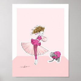 Fashionable cat and girl poster