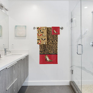 Fashionable Jaguar Stiletto Heels 2 Bath Towel Set