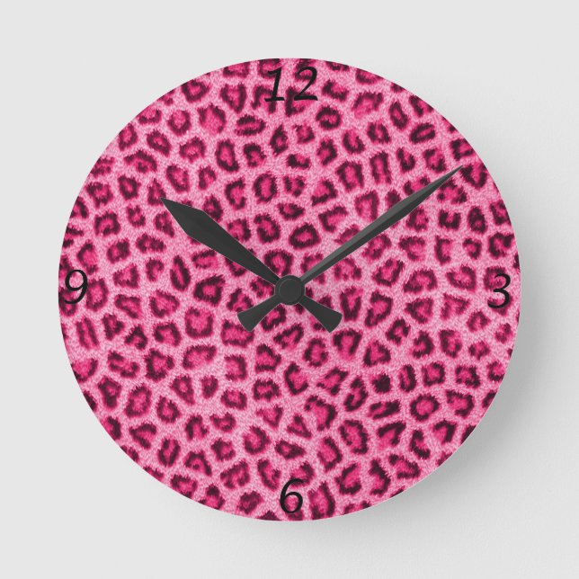 Fashionable leopard skin fluffy fur effect runde wanduhr (Vorderseite)