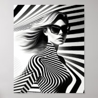 Fashionable Woman Optical Illusion Black And White