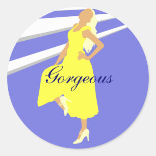 Fashiongirl in Gold Runder Aufkleber
