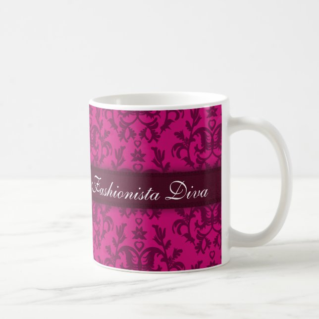 Fashionista Diva damask rick rose filles mug (Droite)