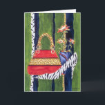 Fashionista Girlfriend Geburtstagskarte Karte<br><div class="desc">Spaß Geburtstagskarte für deine modische Freundin! Design mit Leopardrucktasche und Zebradruckpumpen,  erstellt von dem Wasserfarben-Künstler Chris Ambrose. Text kann angepasst werden!</div>