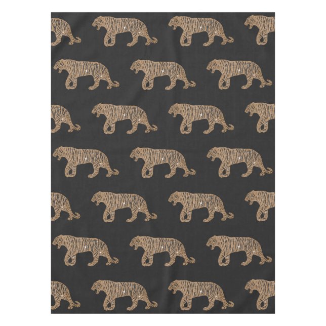 Fashionista Gold Black Glitzer Tiger Pattern Tischdecke (Vorderseite)