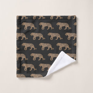 Fashionista Gold Black Glitzer Tiger Pattern Waschlappen