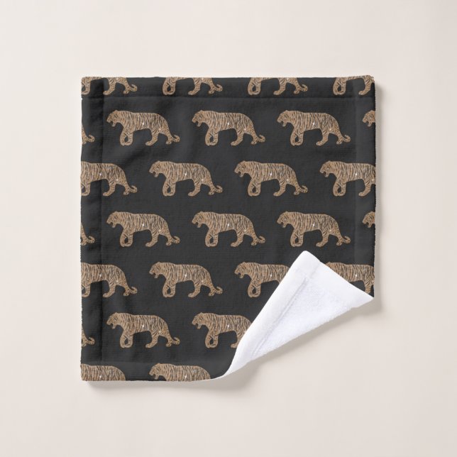 Fashionista Gold Black Glitzer Tiger Pattern Waschlappen (Waschlappen)