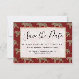 Fashionista Gold Schwarzer Glitzer Tiger Muster Save The Date