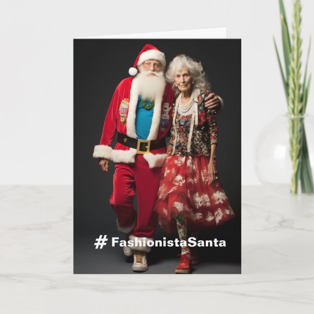 Fashionista Santa Anpassbare Weihnachtskarte Dankeskarte (Vorderseite)