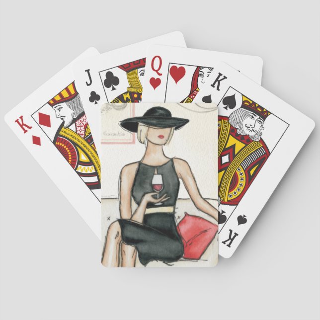 Fashionista-trinkender Wein Spielkarten (Rückseite)