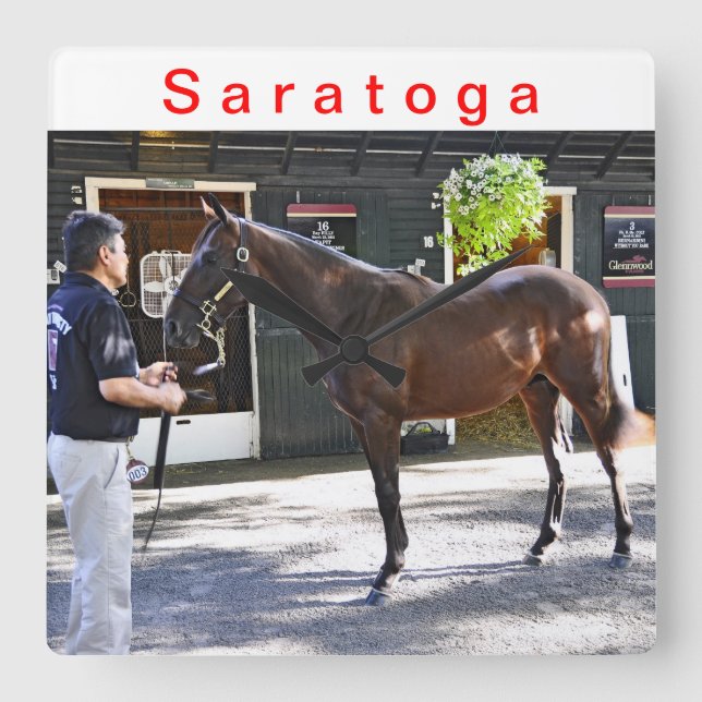 Fasig Tipton Yearling Auktionen Quadratische Wanduhr (Vorderseite)