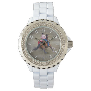 Fass-Laufen des Rodeo-Cowgirl-Entwurfs Armbanduhr