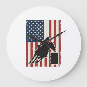 Fass-Rennen Amerikanische Flagge Vintage-Vektor-De Große Wanduhr