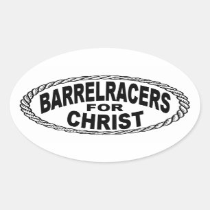Fass-Rennläufer für Christus-Euro-Art Ovaler Aufkleber