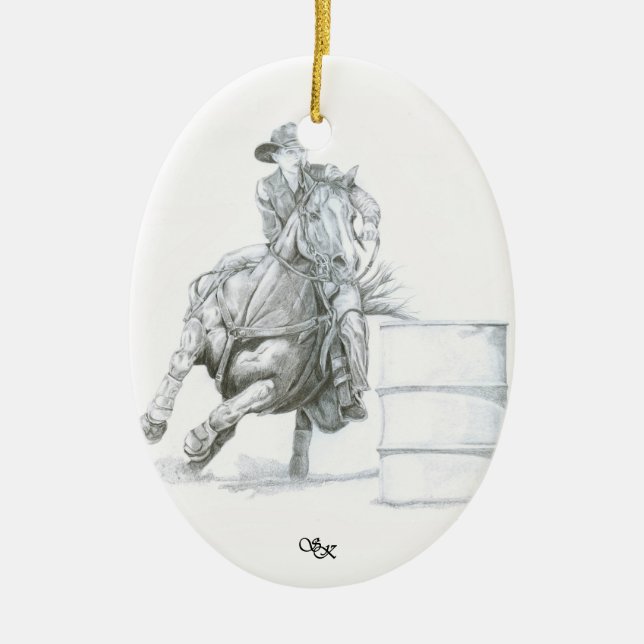Fass-Rennläufer-Weihnachtsverzierung Keramikornament (Vorne)