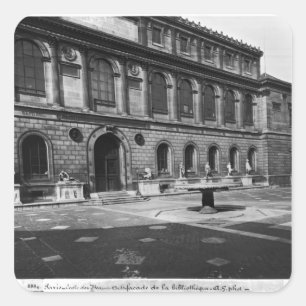 Fassade der Bibliothek Quadratischer Aufkleber