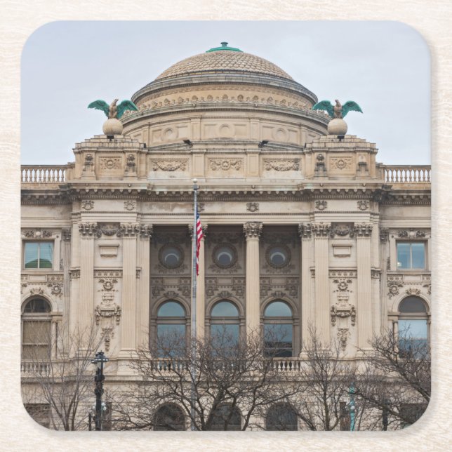 Fassade der Sehenswürdigkeit Milwaukee Rechteckiger Pappuntersetzer (Vorderseite)