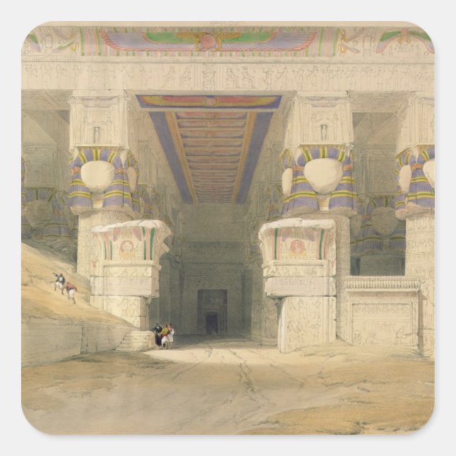 Fassade des Hathor-Tempels Quadratischer Aufkleber (Vorderseite)