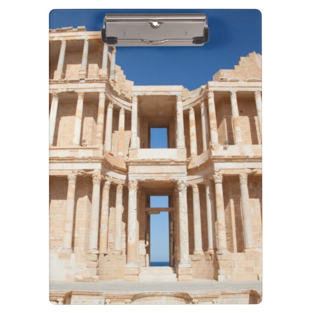 Fassade und Bühne des römischen Amphitheaters Klemmbrett (Vorderseite)