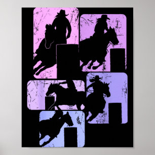 Fasspferd Fassrennen Rodeo Cowgirl Frau Poster