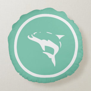 Fast aquamarin blauer DOLPHIN nautisch Rundes Kissen