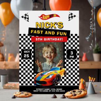 Fast Car Birthday Party Foto Einladung