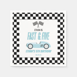 Fast & Five Blue Race Car 5. Geburtstagsparty Serviette
