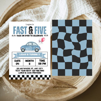 Fast & Five Race Car Boy 5. Geburtstagsparty Einladung