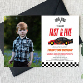 Fast & Five Red Flame Race Car 5. Geburtstagsparty Einladung
