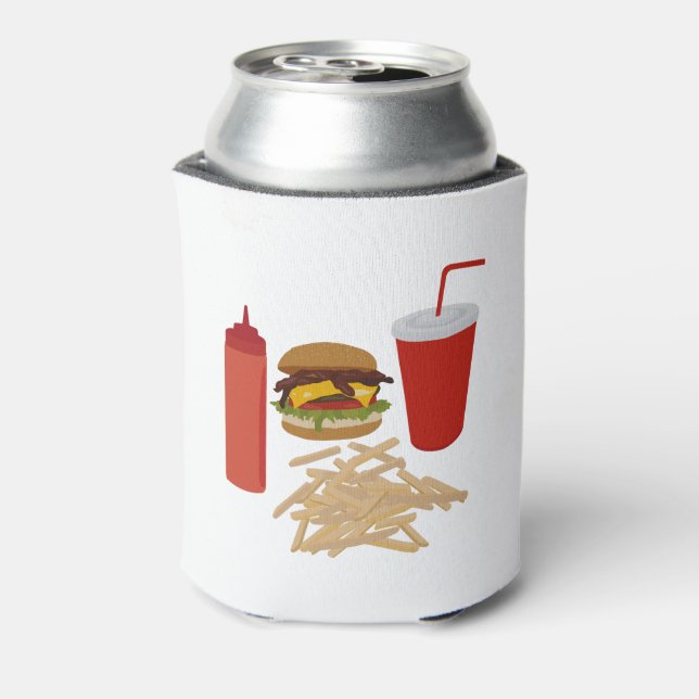 Fast Food Burger Fries Illustration GRILLEN Dosenkühler (Kanne Rückseite)