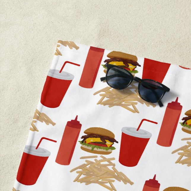 Fast Food Burger Fries Muster GRILLEN Strandtuch (Beispiel)