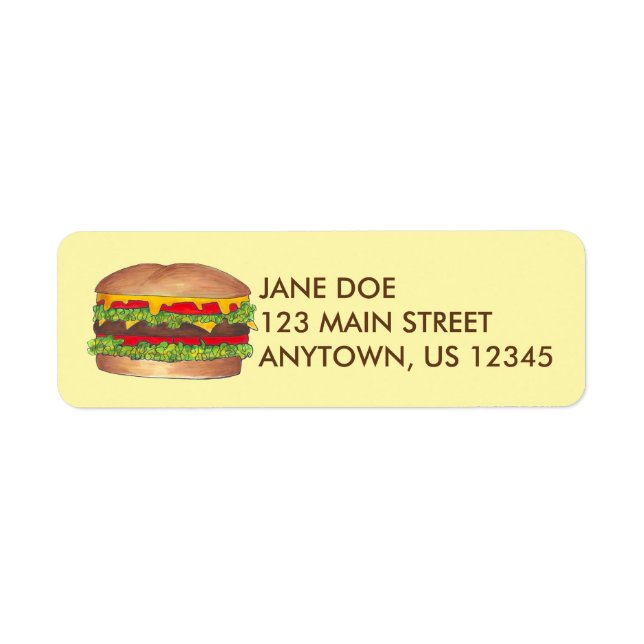 Fast Food Burger Hamburger Grilladressen-Labels (Vorne)