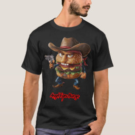 Fast food Burger on a Black T-Shirt