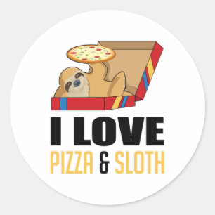 Fast Food Burger Sloth Funny Pizza Feinschmecker G Runder Aufkleber