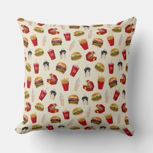Fast Food Burgers, Fries, Sundaes Kissen (Vorderseite)
