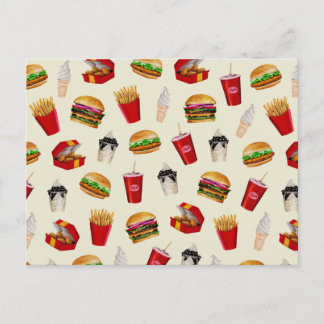 Fast Food Burgers, Fries, Sundaes Postkarte