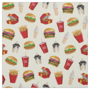 Fast Food Burgers, Fries, Sundaes Stoff