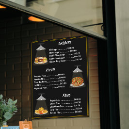 Fast Food Burgers | Pizza | Fries Menu List Black Poster